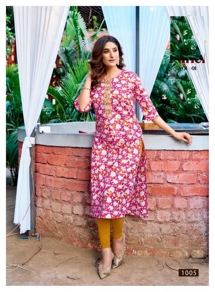 Straight Fit Printed Summer Wear Kurti 1001