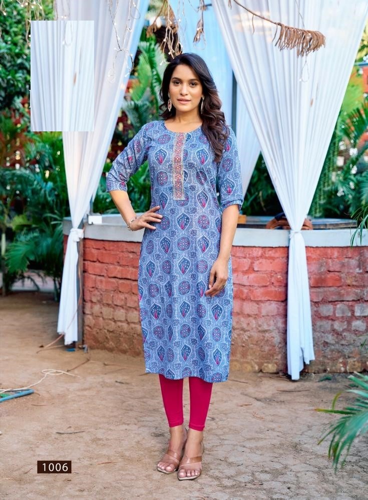 Straight Fit Printed Summer Wear Kurti 1001