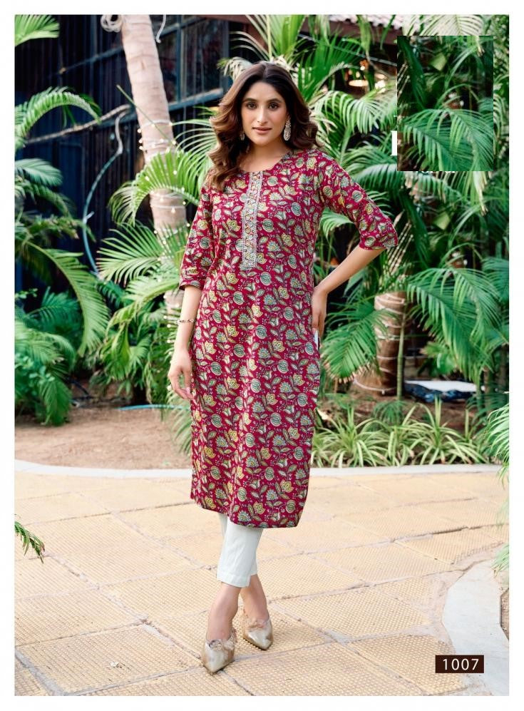 Straight Fit Printed Summer Wear Kurti 1001