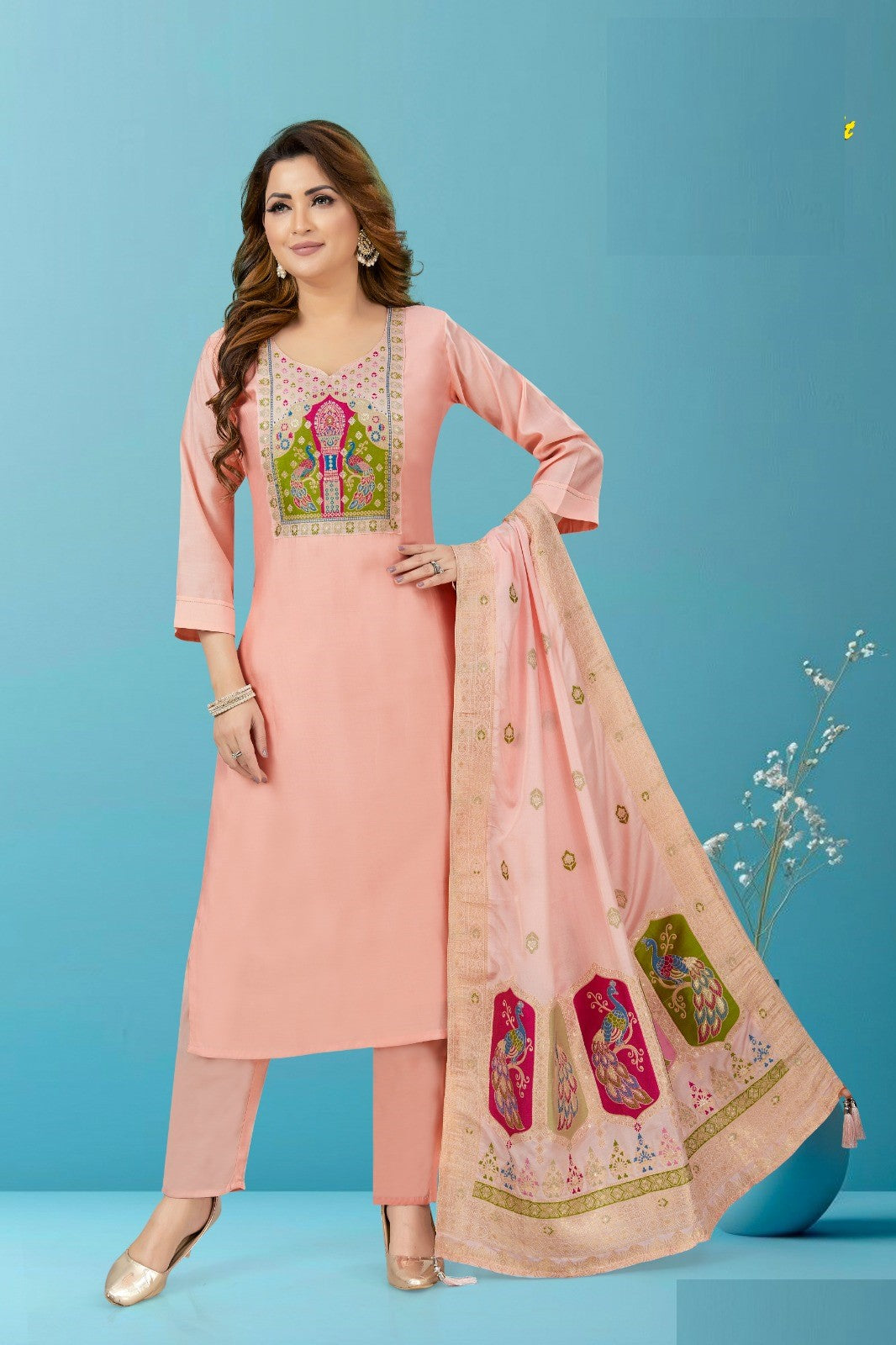 Festive Wear Silk Suit With Heavy Paithani Dupatta 3110