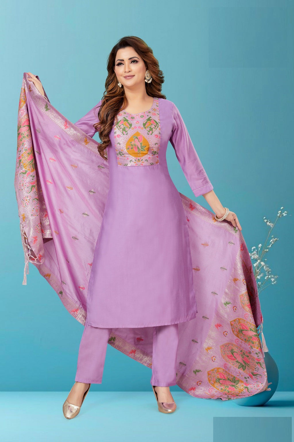 Festive Wear Silk Suit With Heavy Paithani Dupatta 3110