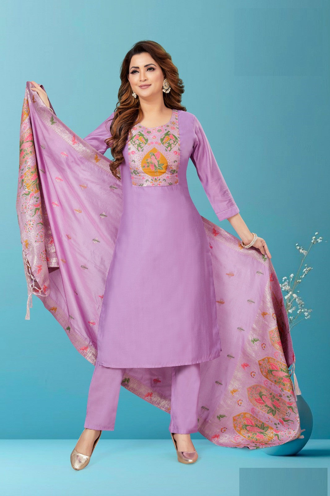 Festive Wear Silk Suit With Heavy Paithani Dupatta 3110