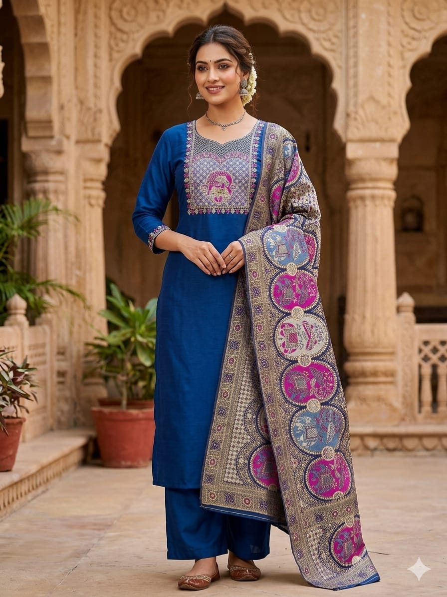 Festive Wear Silk Suit With Heavy Paithani Dupatta 3110