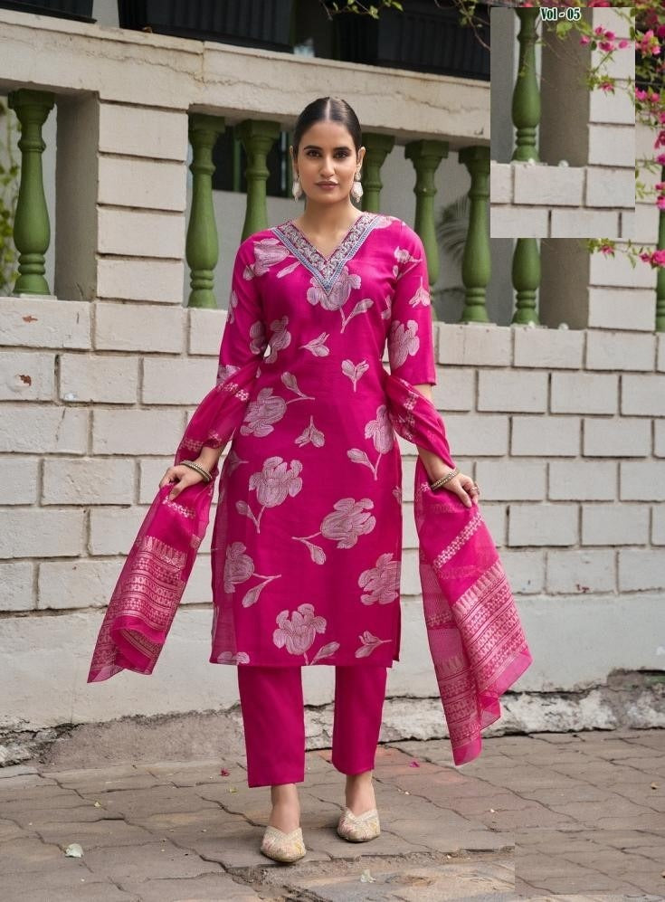Casual Wear Digital Prints Vetican Silk Suit 5001