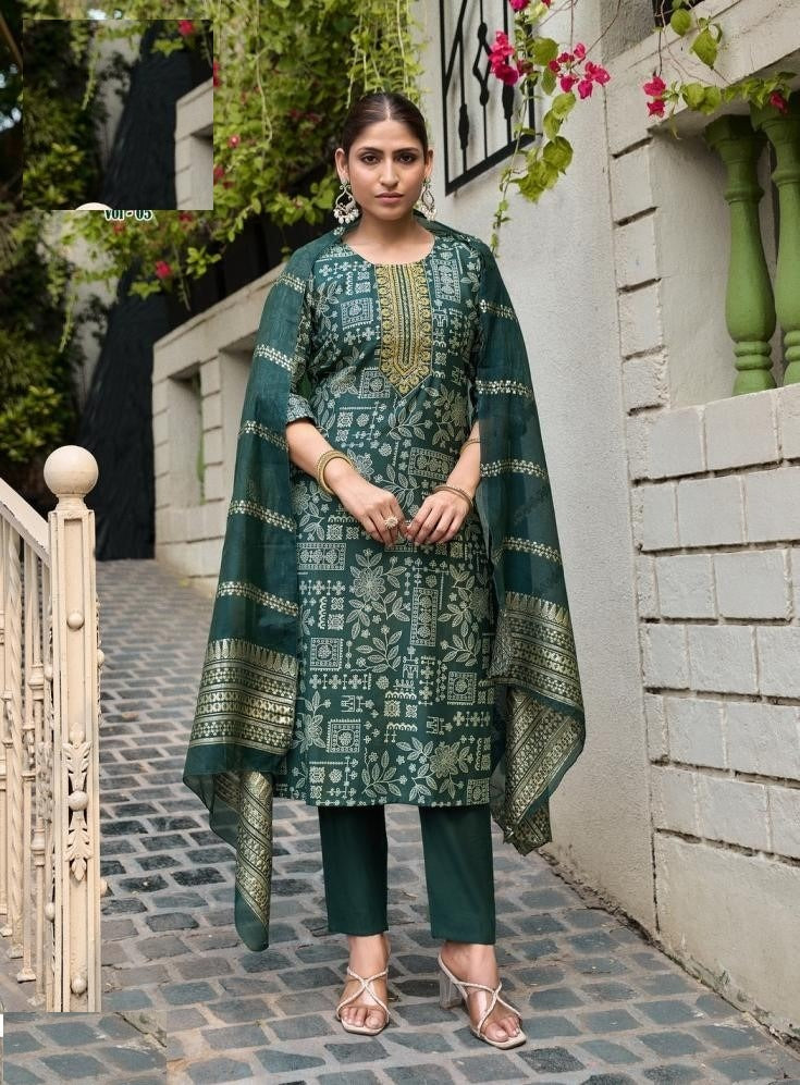 Casual Wear Digital Prints Vetican Silk Suit 5001