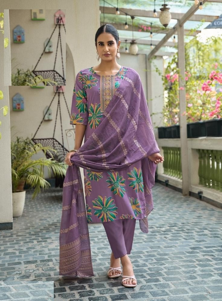 Casual Wear Digital Prints Vetican Silk Suit 5001