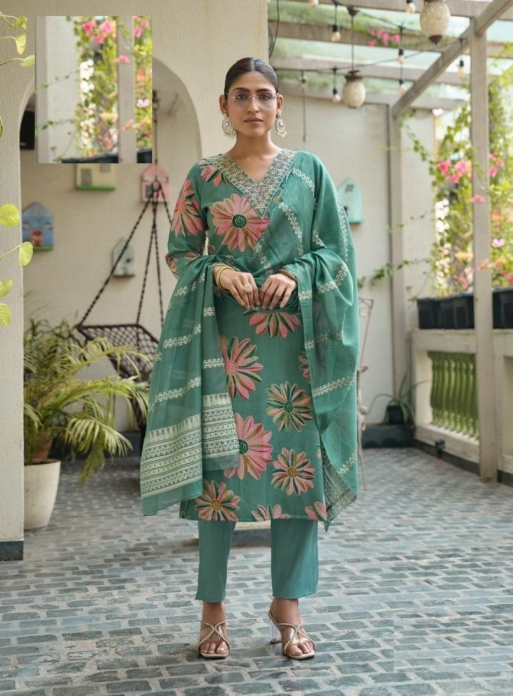 Casual Wear Digital Prints Vetican Silk Suit 5001