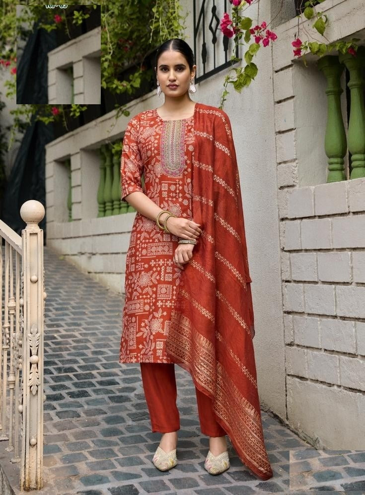 Casual Wear Digital Prints Vetican Silk Suit 5001