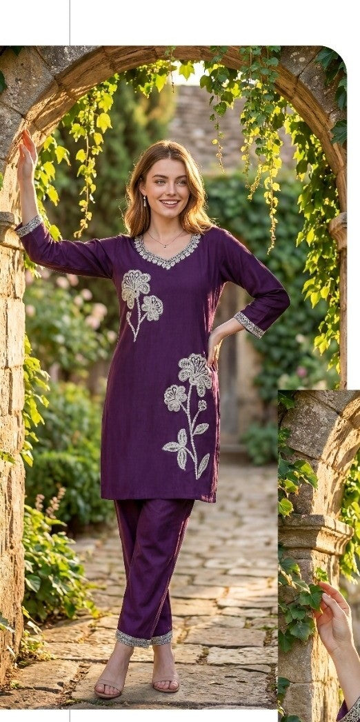 Vertican Silk Party Work Hand Work Co-ord Set 103