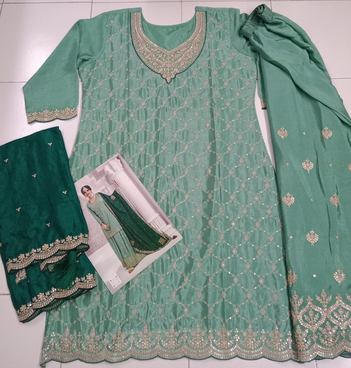 Heavy Chinon Silk Wedding Full Stitched Sharara Suit 69541