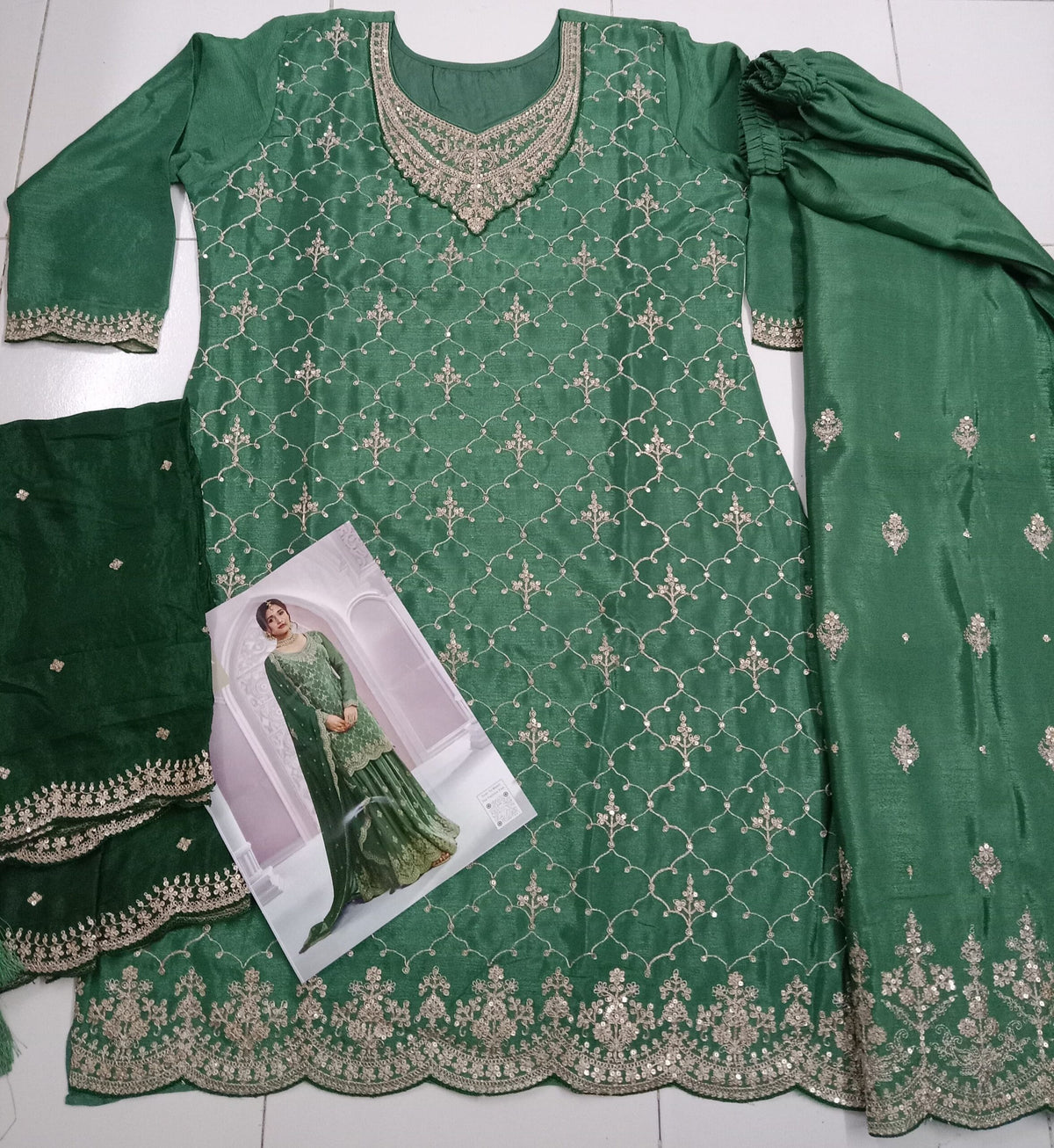 Heavy Chinon Silk Wedding Full Stitched Sharara Suit 69541