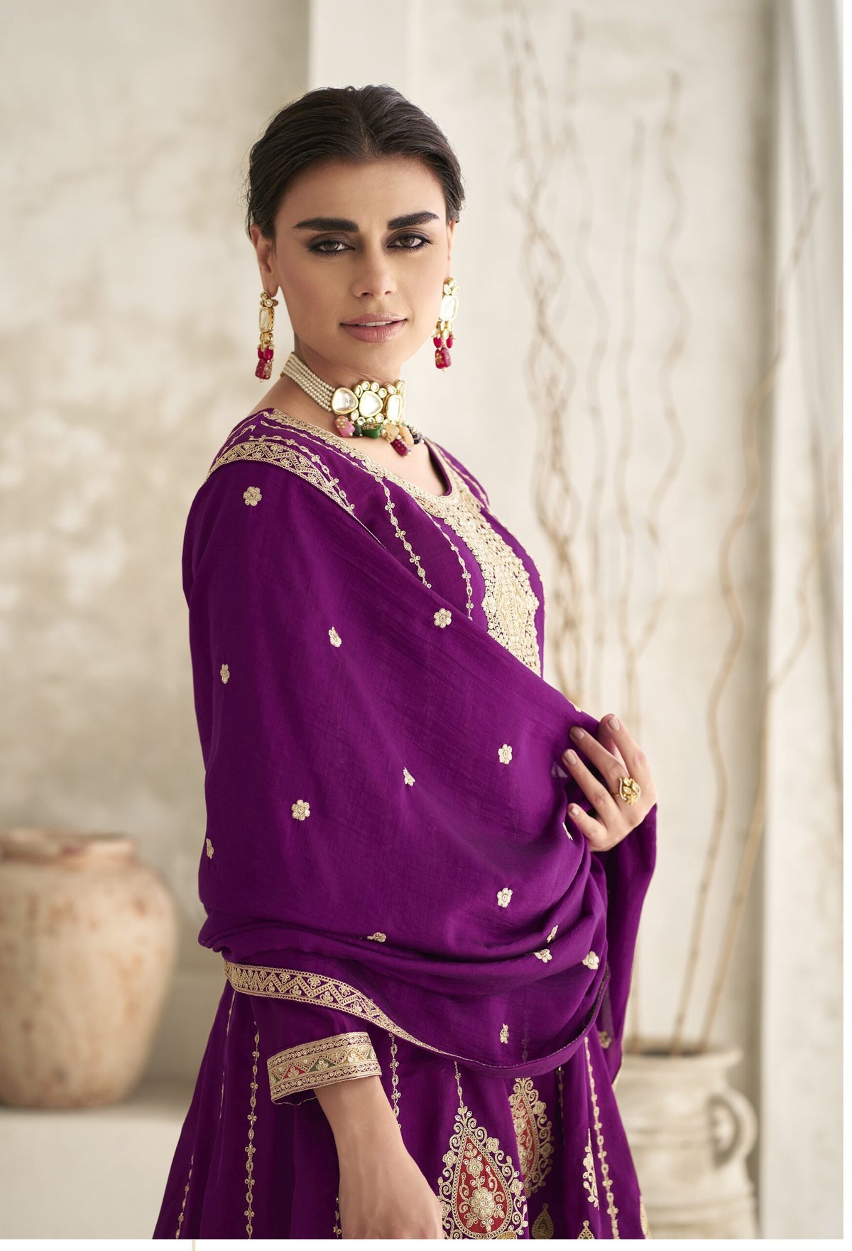 Premium Silk Heavy Embroidery Full Stitched Dhoti Suit 9774