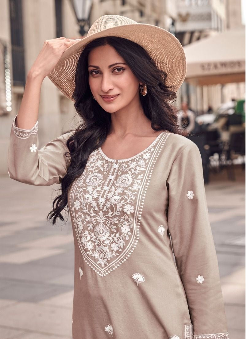 Stylish Lucknowi Kurta Set For Office And Casual Wear 1142