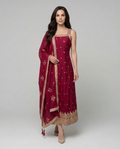 Rani Pink Sleeveless Anarkali Chinon Silk Suit 102