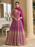 Pink & Purple Heavy Embroidery All Over Work Full Stitched Wedding Gown 5809
