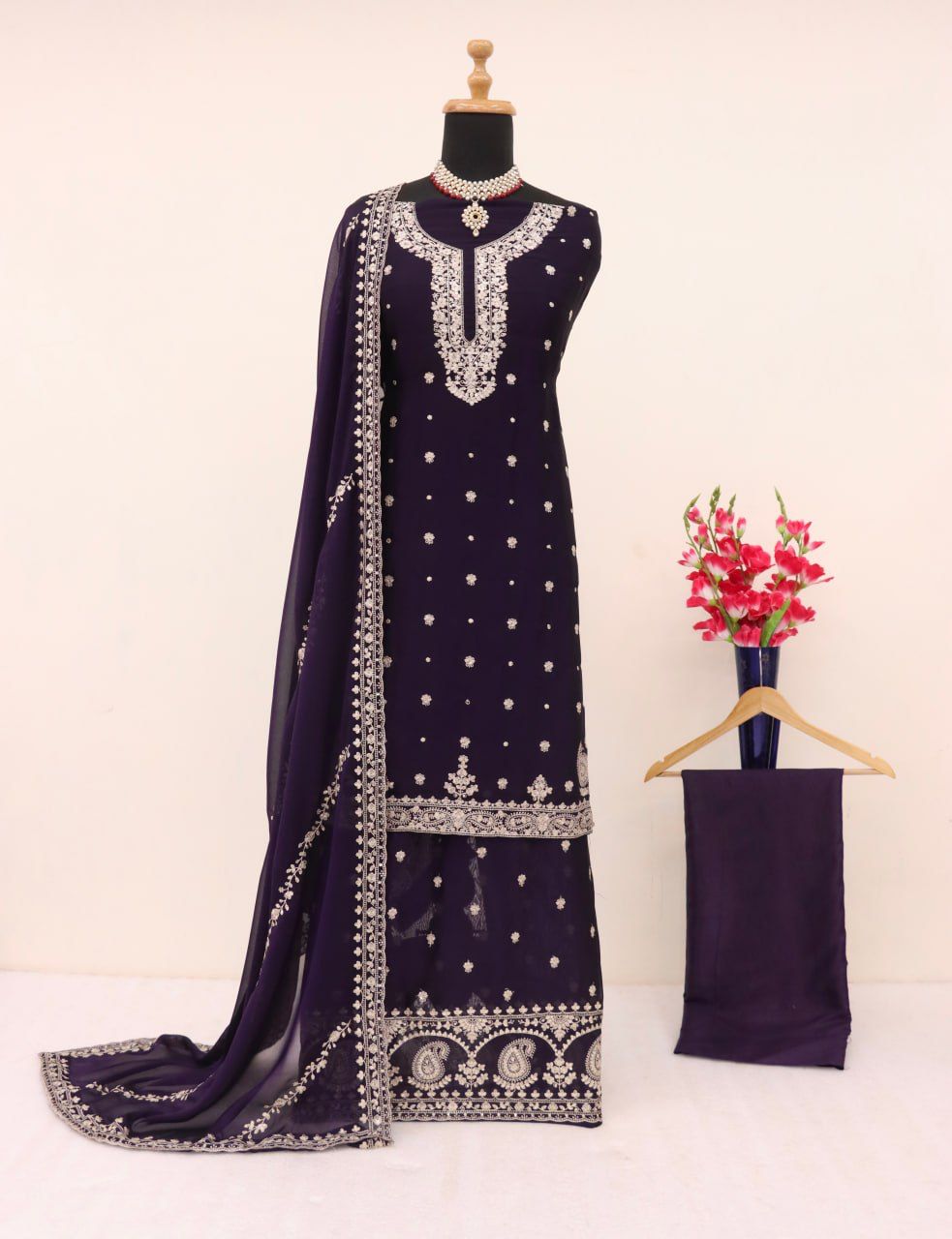Chinon Silk Heavy Embroidered Full Stitched Suit 7466