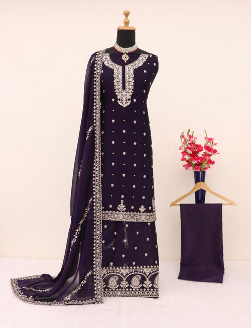 Chinon Silk Heavy Embroidered Full Stitched Suit 7466