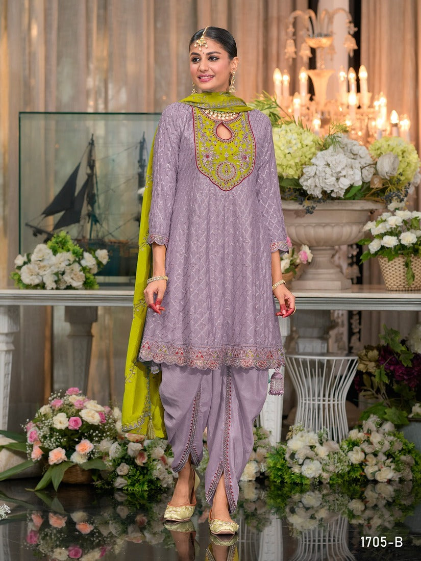 Indo-Western look Short Kurti, Dhoti & Dupatta Sets For Festivals & Weddings 1705