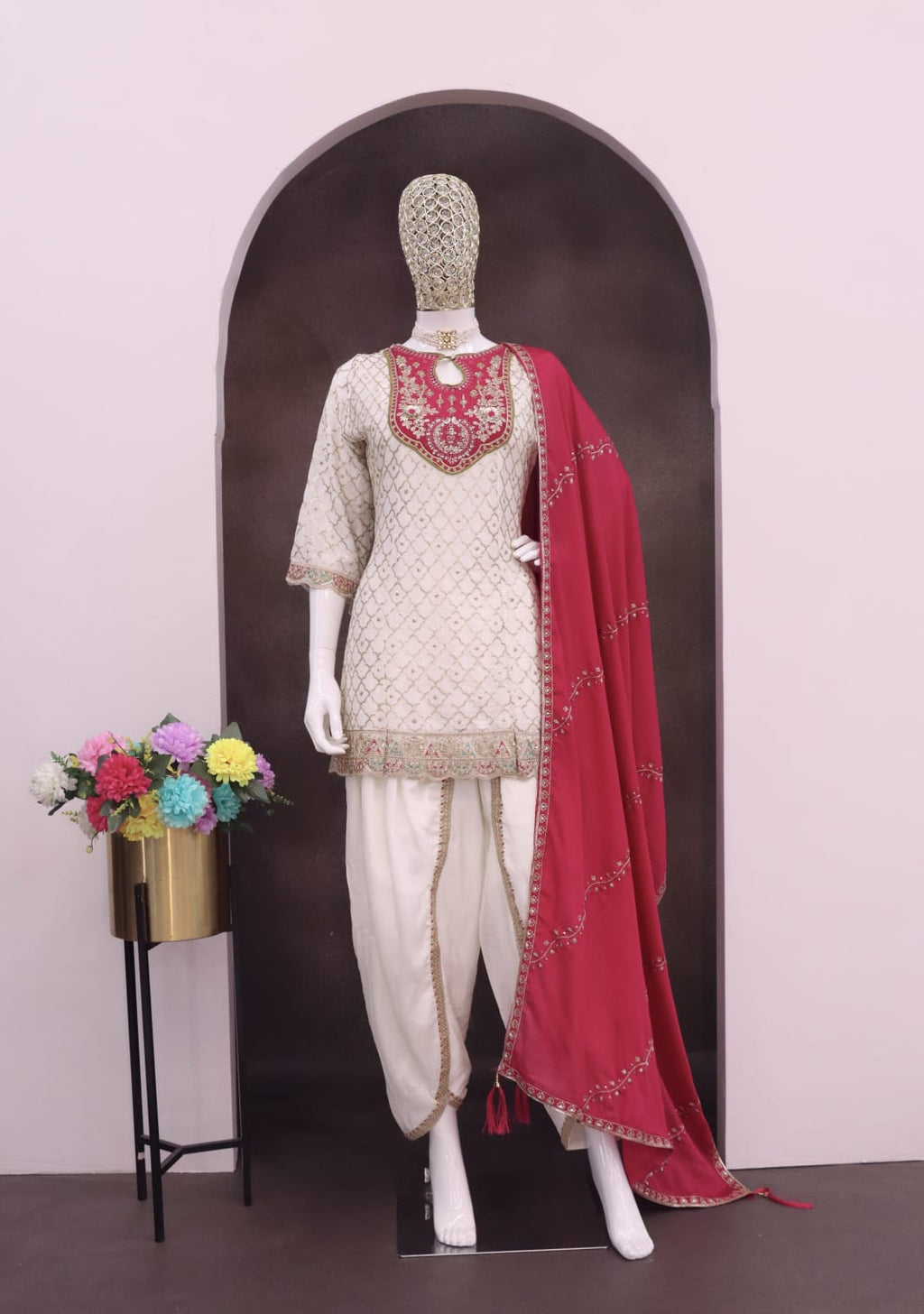 Indo-Western look Short Kurti, Dhoti & Dupatta Sets For Festivals & Weddings 1705