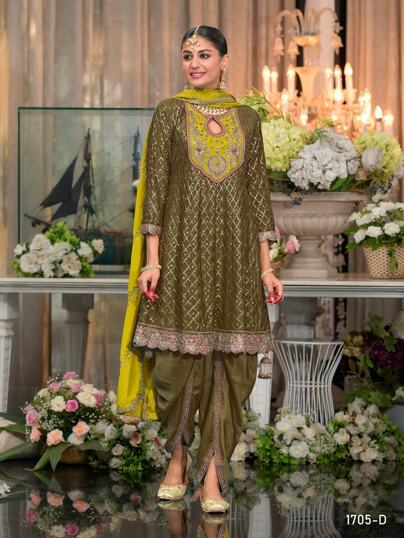 Indo-Western look Short Kurti, Dhoti & Dupatta Sets For Festivals & Weddings 1705