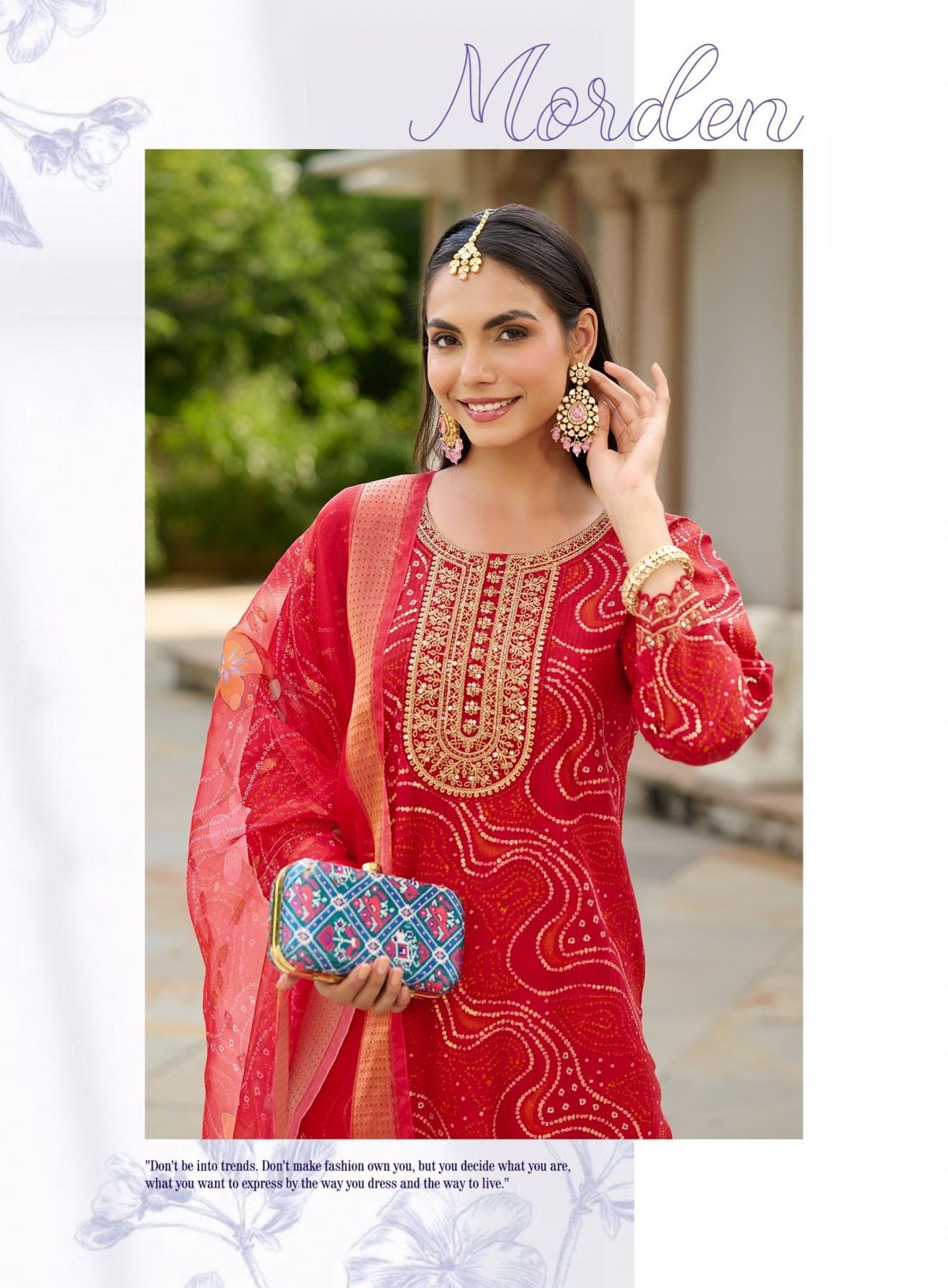 Traditional Look Bandhani & Leriya Print With Embroidery Salwar Suit 2001
