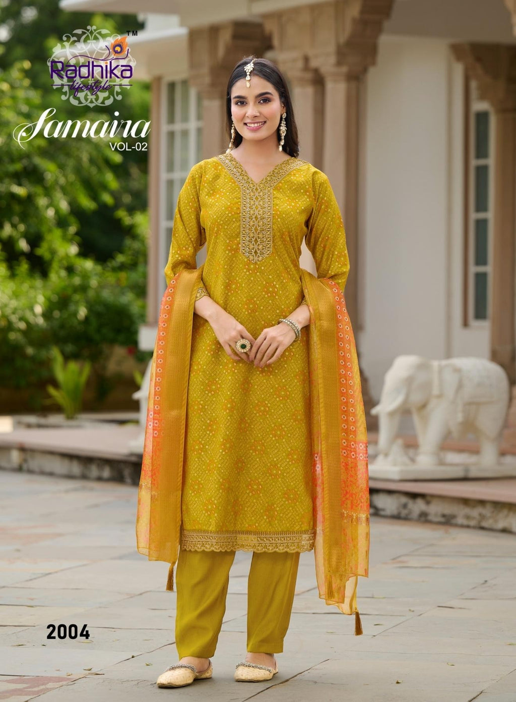 Traditional Look Bandhani & Leriya Print With Embroidery Salwar Suit 2001