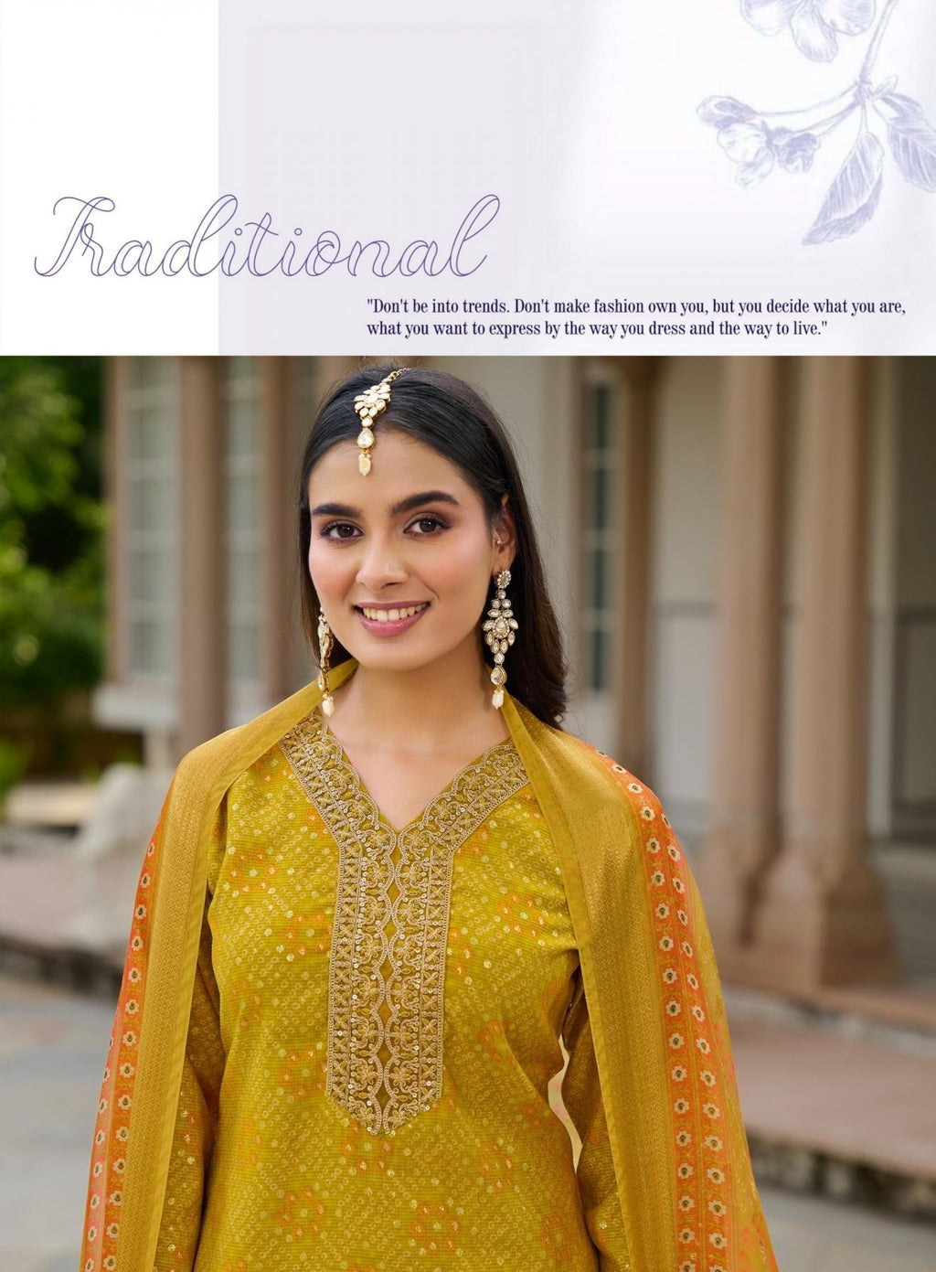 Traditional Look Bandhani & Leriya Print With Embroidery Salwar Suit 2001