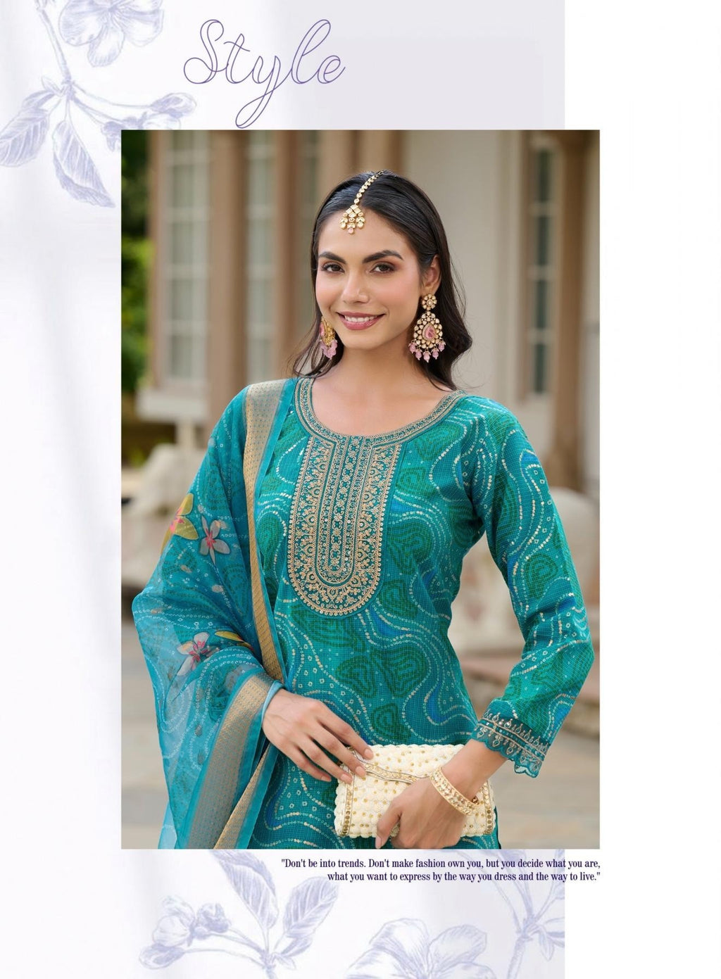 Traditional Look Bandhani & Leriya Print With Embroidery Salwar Suit 2001