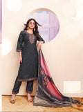 Grey Roman Silk Suit With Digital Print Dupatta 208