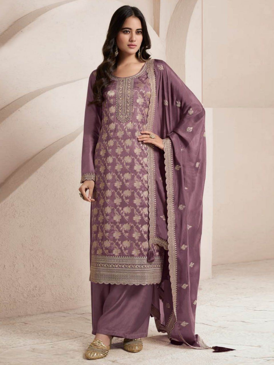 Jacquard Viscose Silk Semi Stitched Wedding Suit 70351