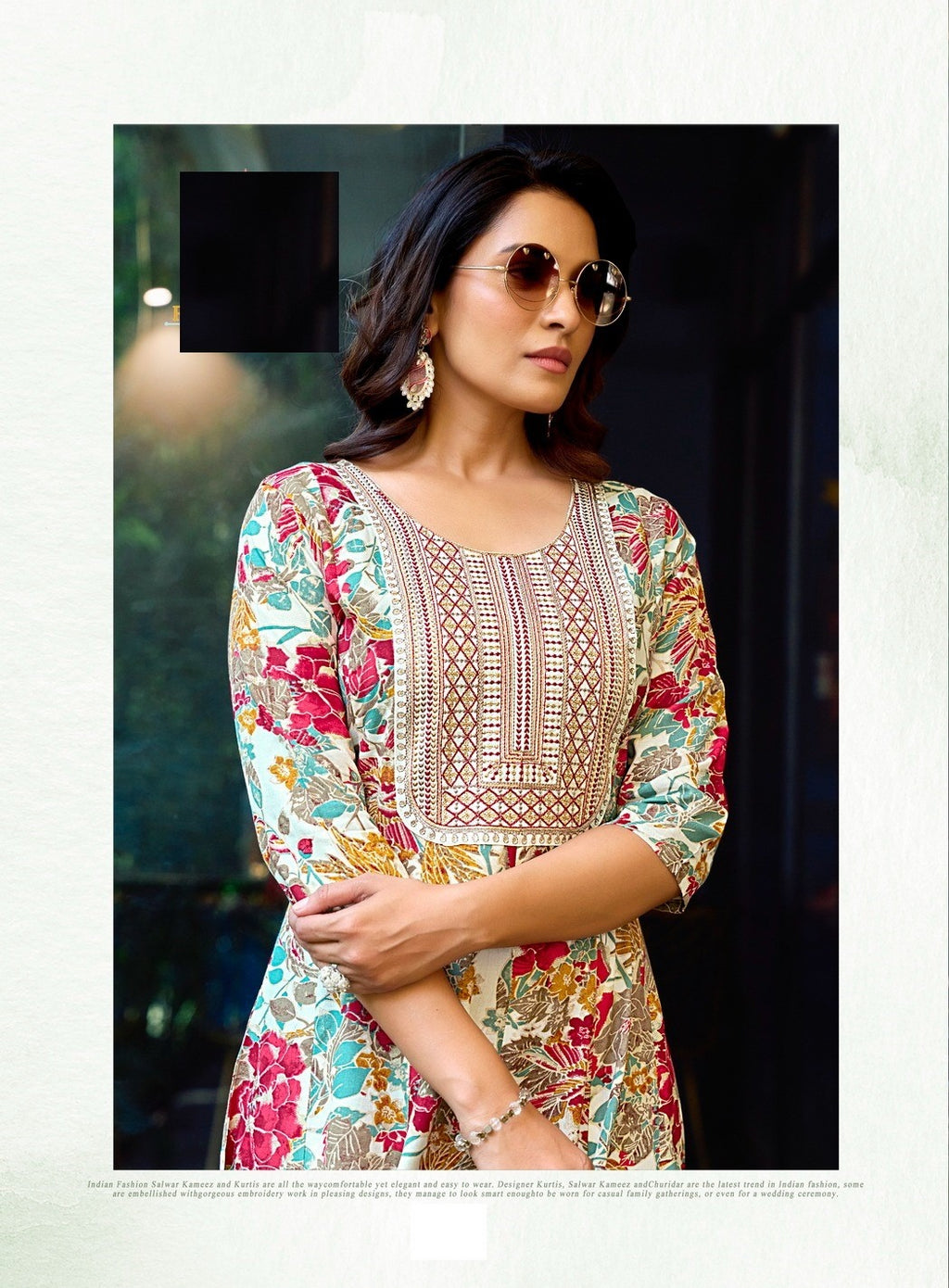 Pastel Green Heavy Cotton Floral Print With Embroidery Anarkali Kurti 2001