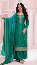 Sea Green Georgette Silk Embroidery Plus Size Full Stitched Suit 69452