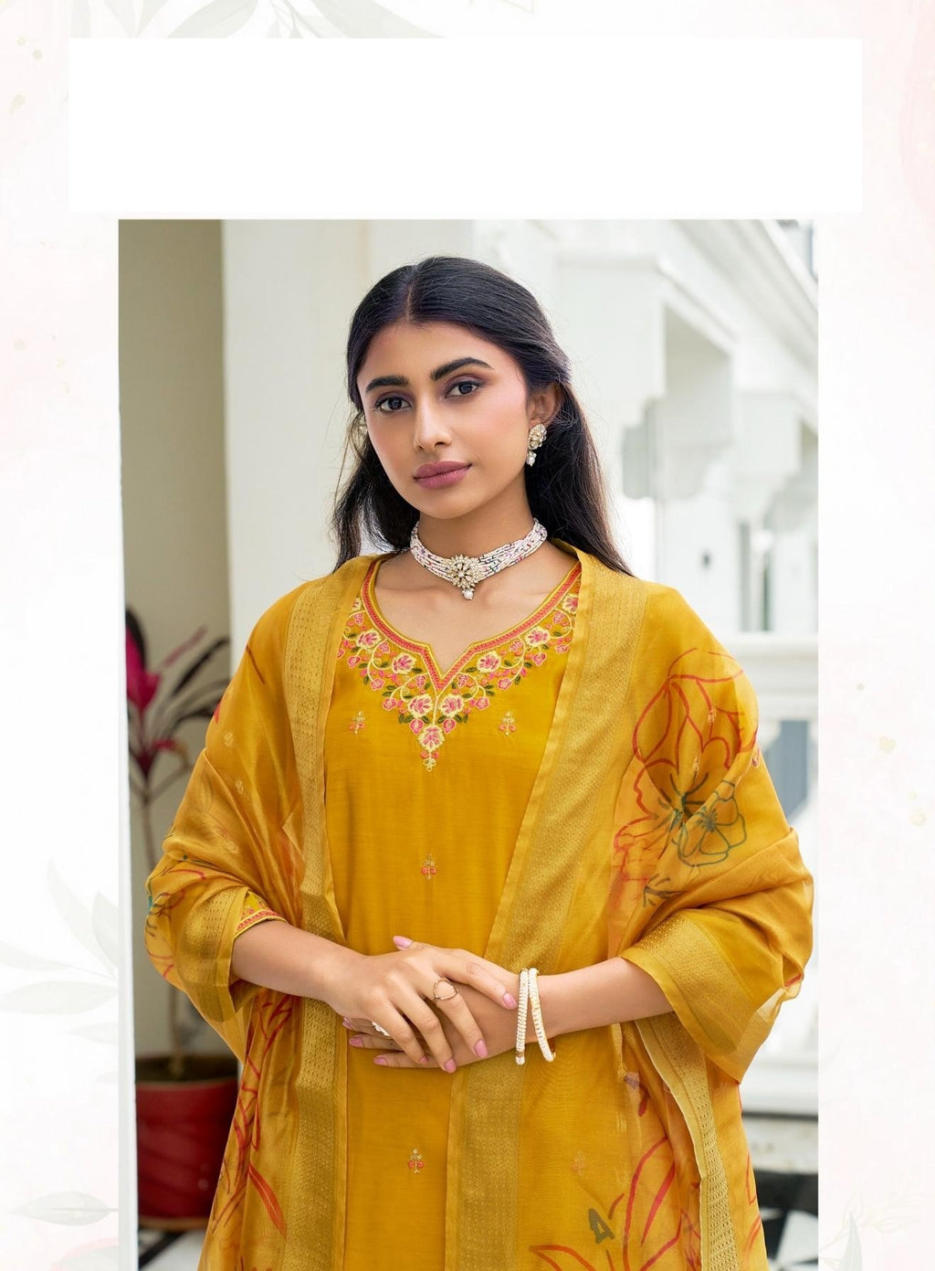 Plus Size Festive Wear Embroidered Straight Fit Kurta Set 1001