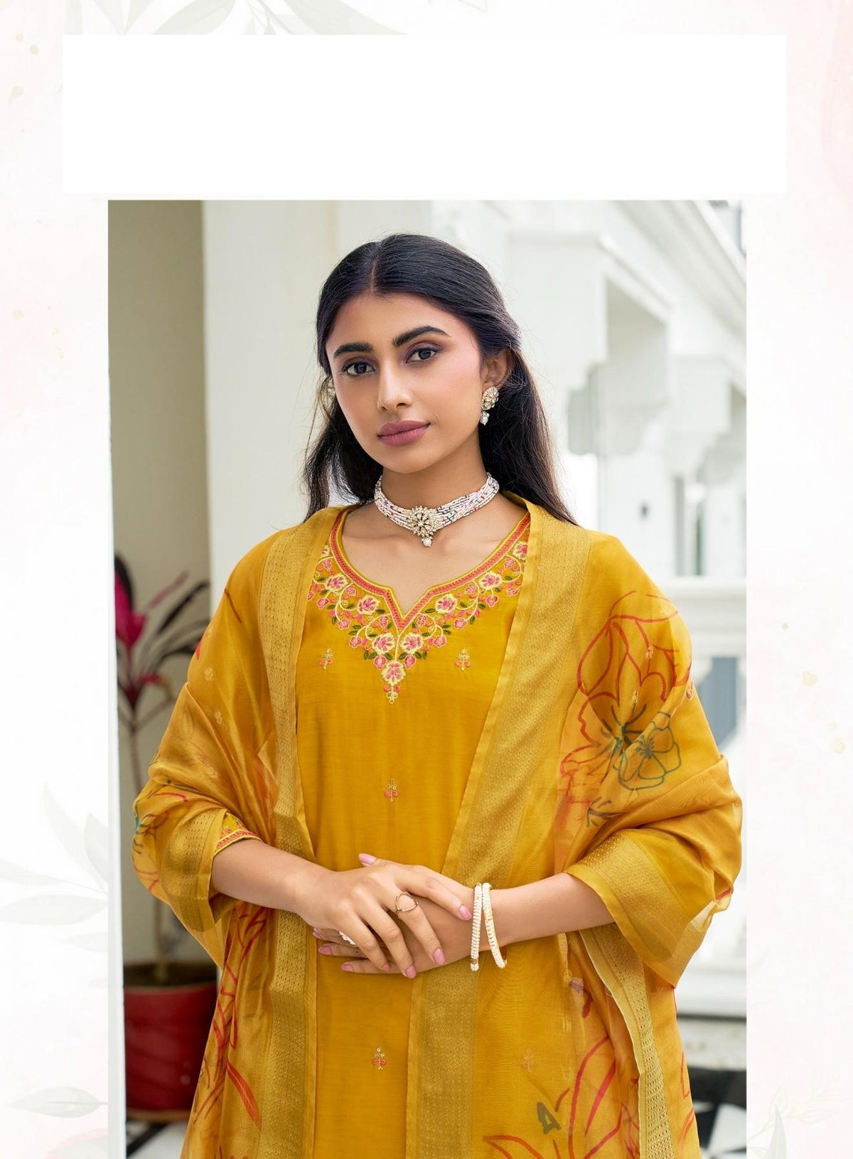 Plus Size Festive Wear Embroidered Straight Fit Kurta Set 1001