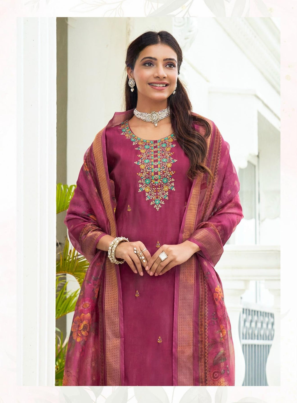 Plus Size Festive Wear Embroidered Straight Fit Kurta Set 1001