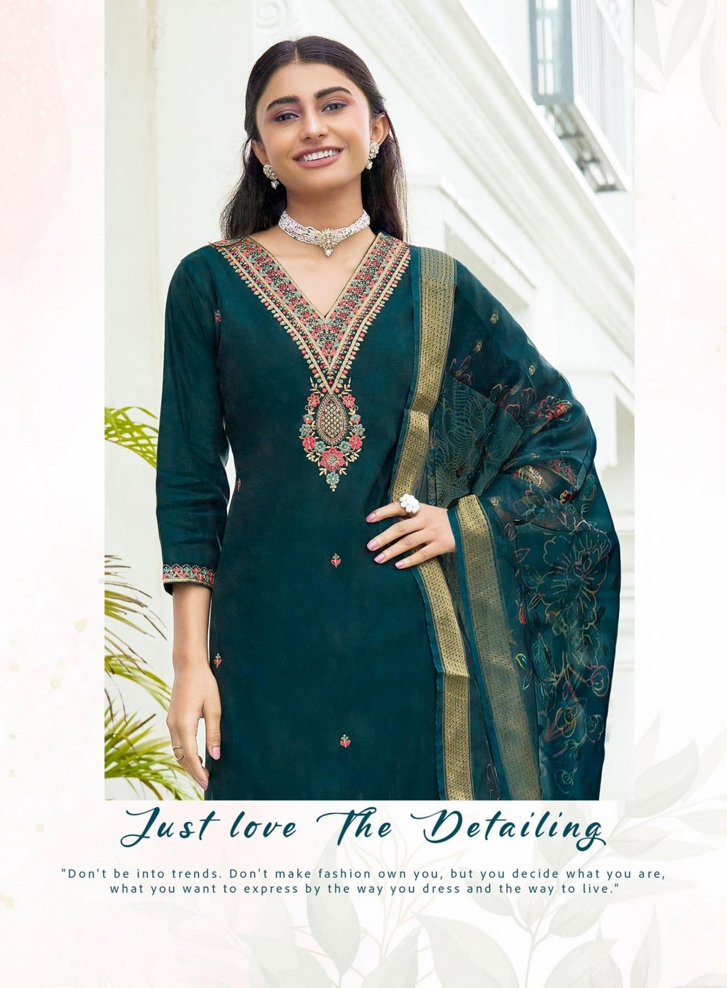 Plus Size Festive Wear Embroidered Straight Fit Kurta Set 1001