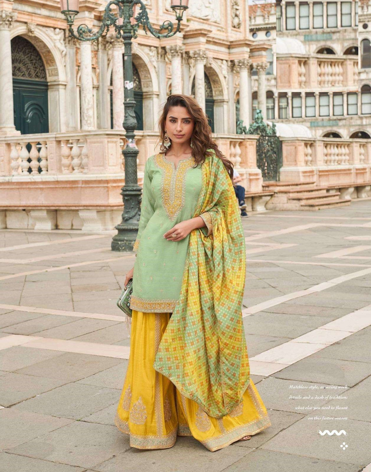 Wedding Collection Heavy Chinon Sharara Suit 10032