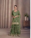 Chinon Silk Green Heavy Embroidery Sharara Suit 5439