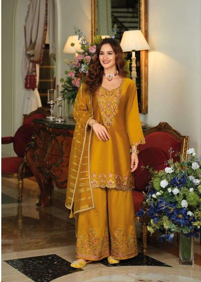 Shimmer Silk Hand Work Full Stitched Palazzo Suit 30401