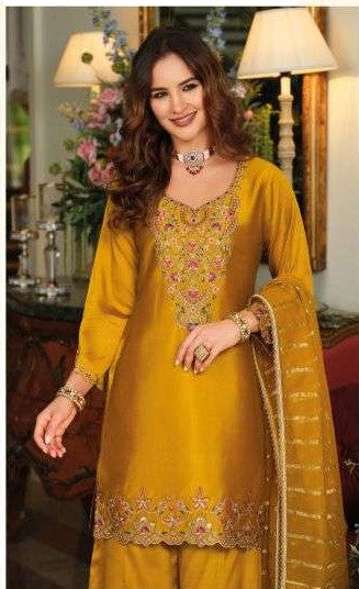 Shimmer Silk Hand Work Full Stitched Palazzo Suit 30401