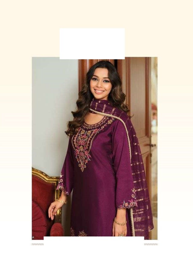Shimmer Silk Hand Work Full Stitched Palazzo Suit 30401