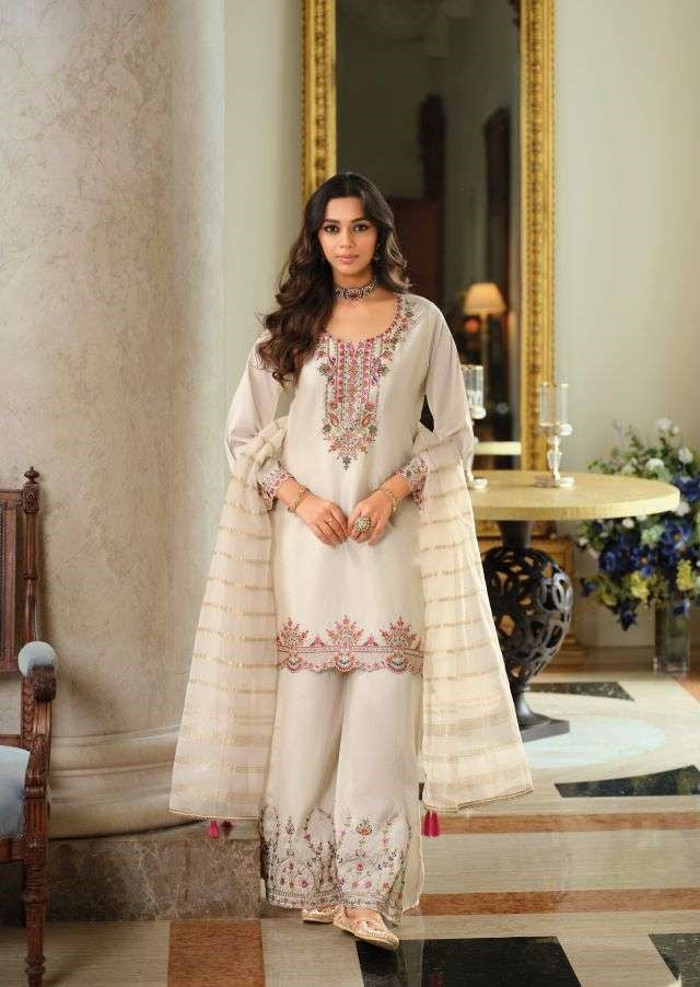 Shimmer Silk Hand Work Full Stitched Palazzo Suit 30401