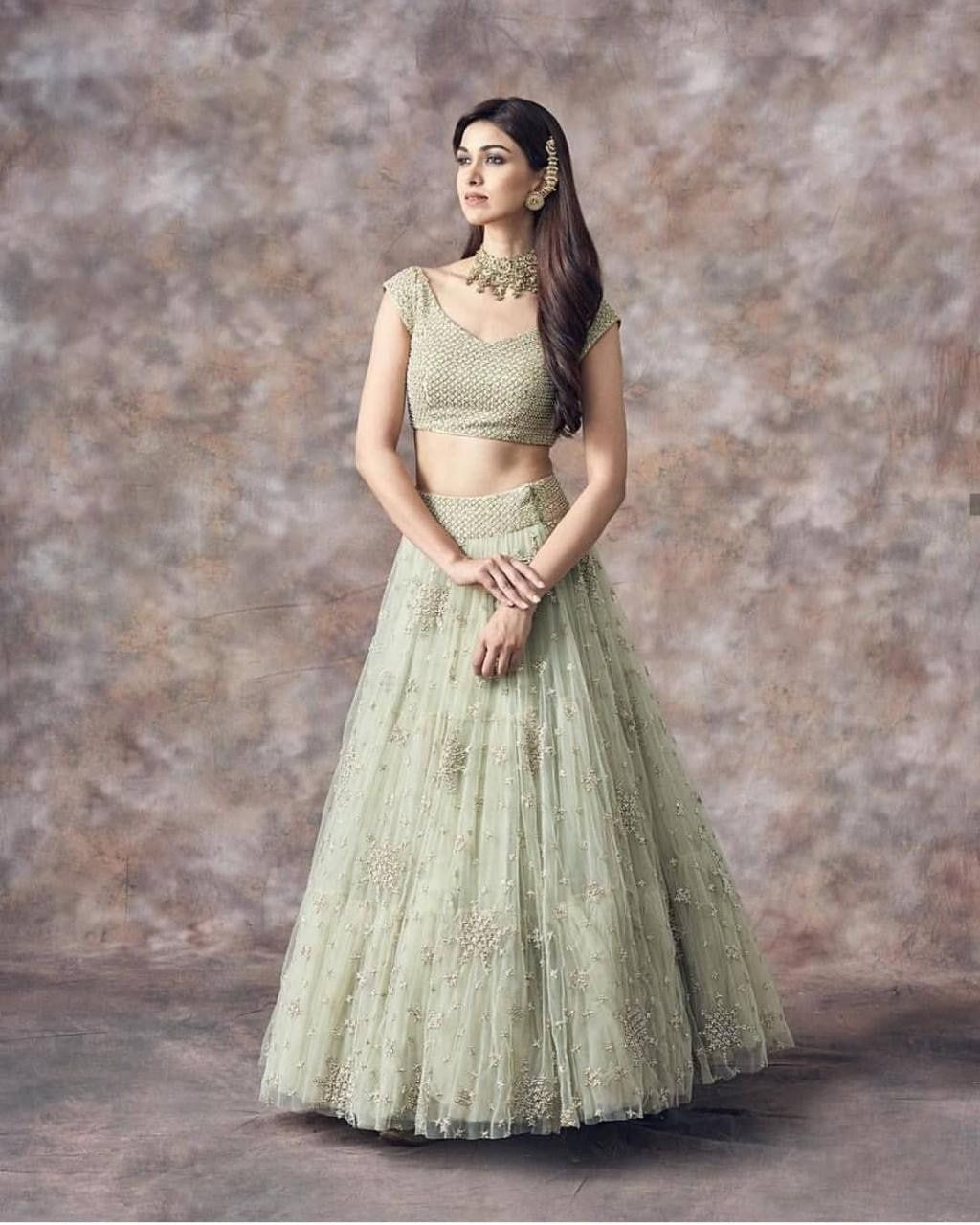 Pastel Green Wedding Lehenga V3-144
