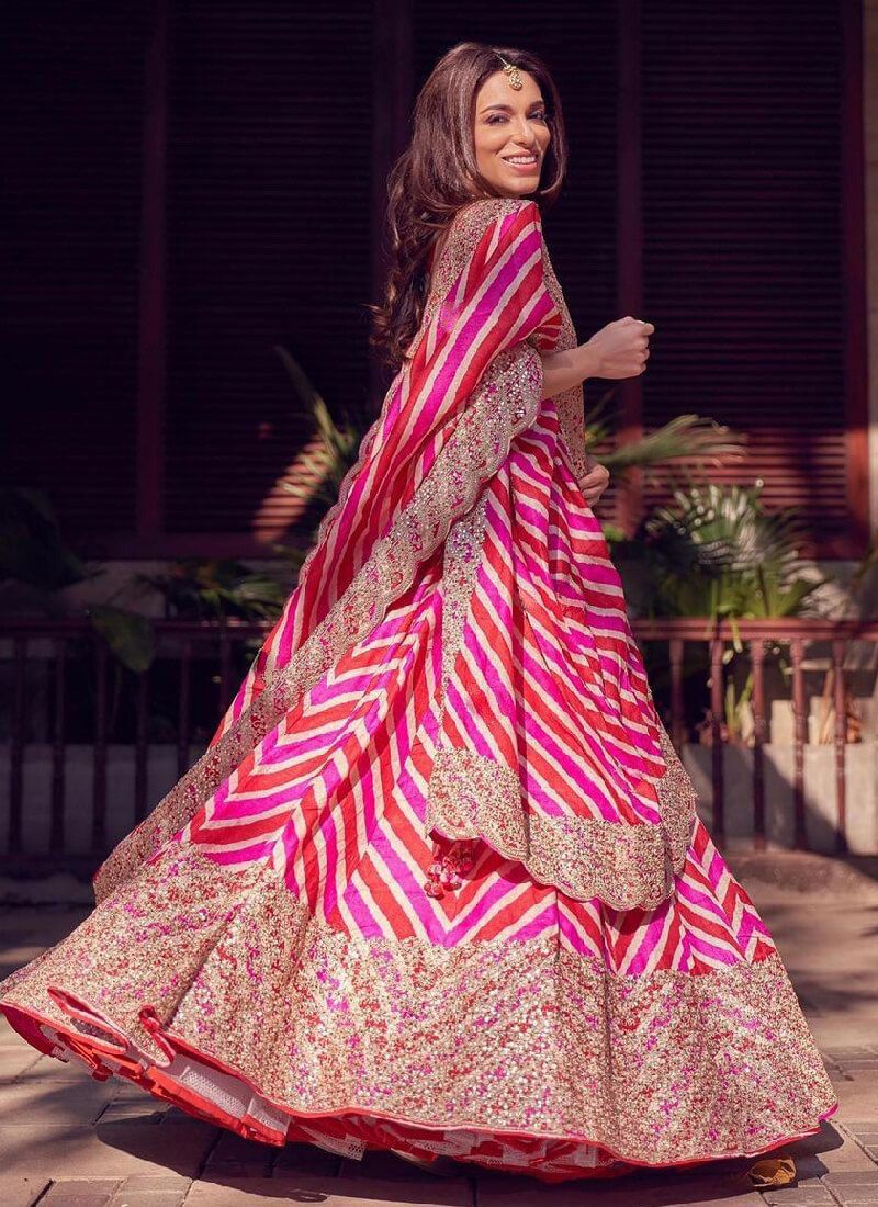 Leriya Print Heavy Gota Work Wedding Lehenga 295