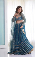 Beautiful Turquoise Heavy Sequins Work Wedding Lehenga 338