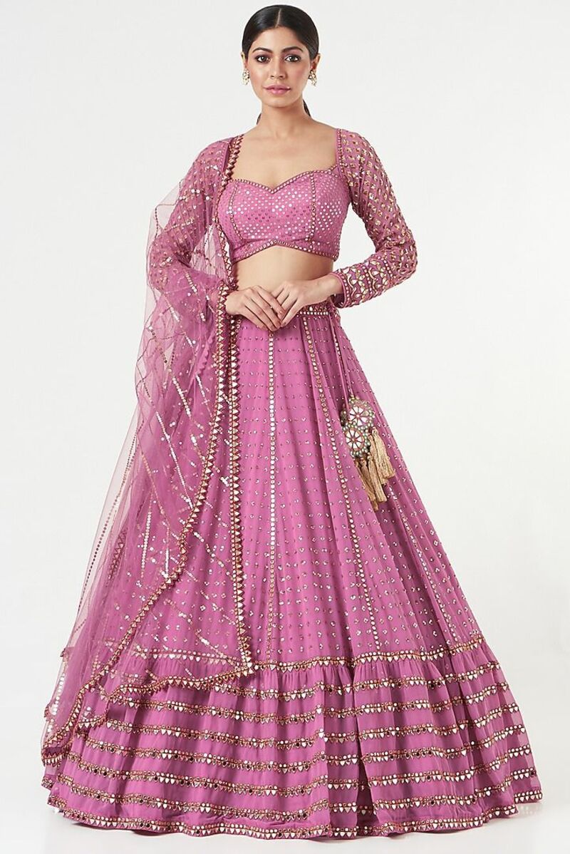 Lovely Lavender Heavy Sequins Work Wedding Lehenga 338A