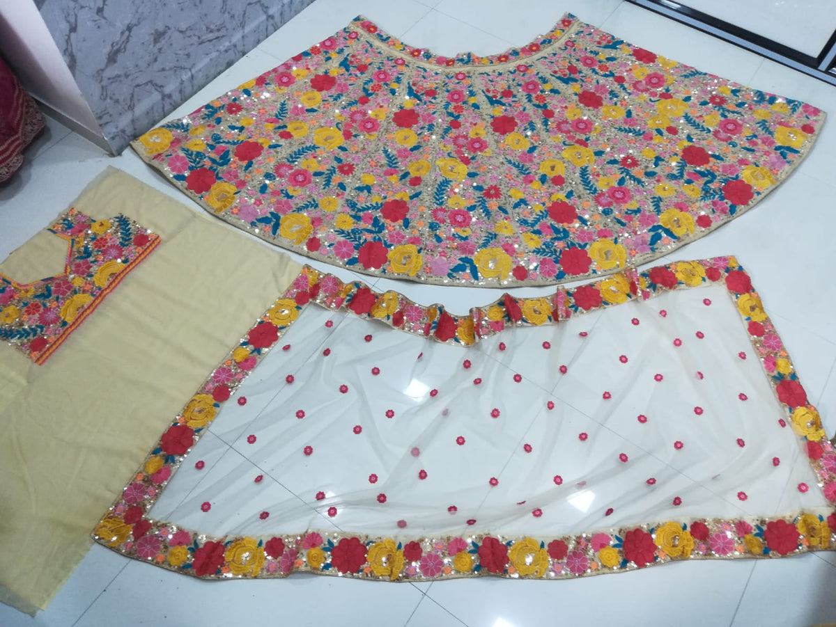 Multicolor Heavy Georgette Net Floral Wedding Lehenga 342