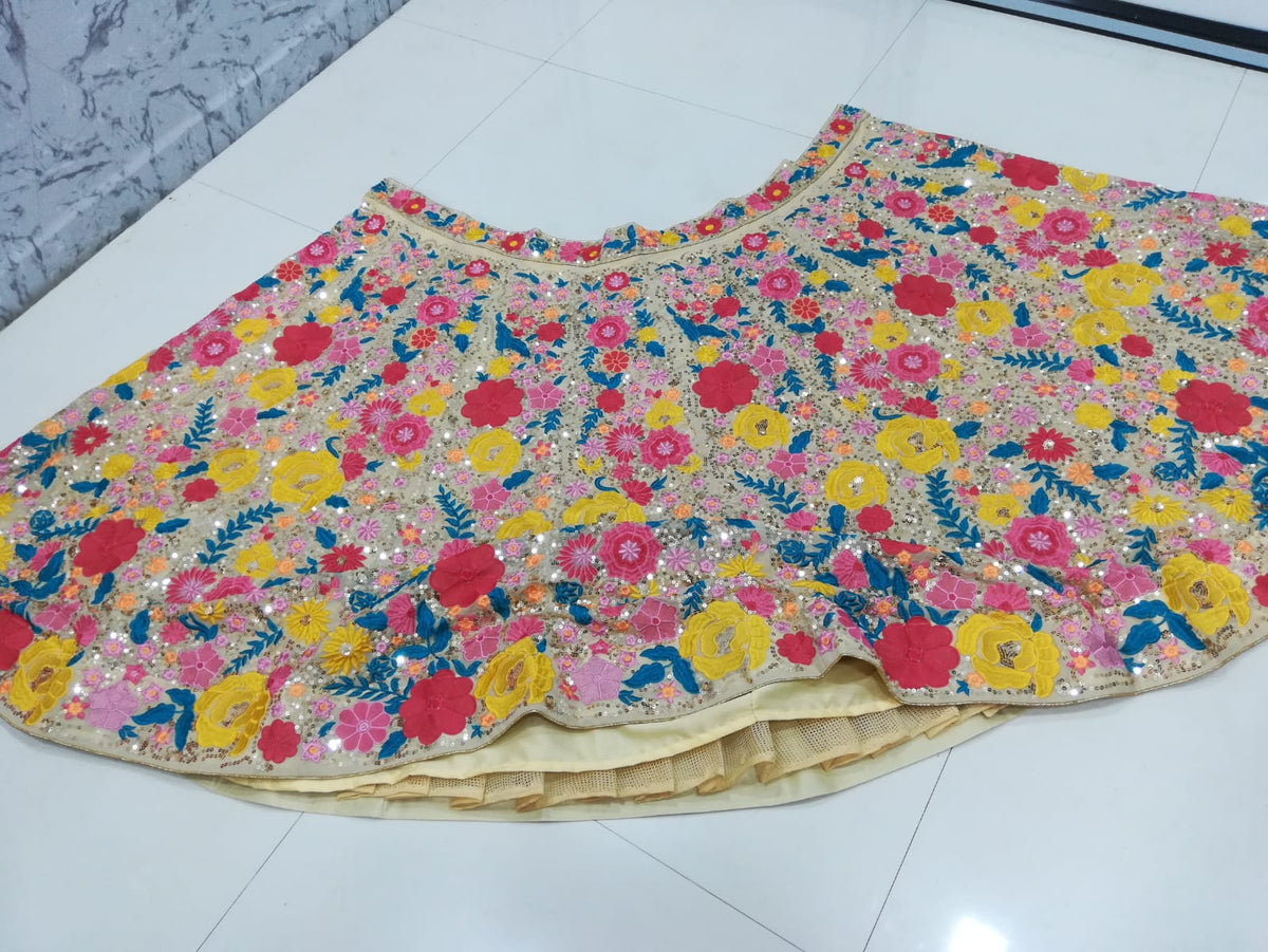 Multicolor Heavy Georgette Net Floral Wedding Lehenga 342