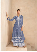 Light Purple Rayon Lucknowi Casual Wear Palazzo Suit 1031M