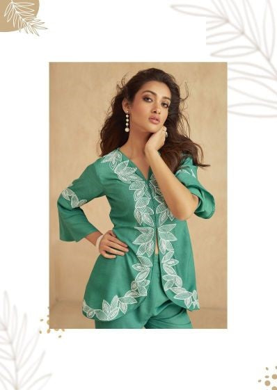 Pure Rayon Lucknowi Work Co-ord Set 907